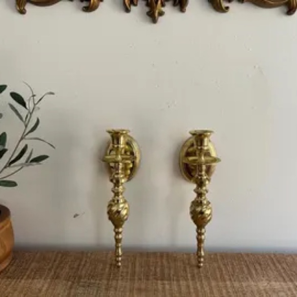 Vintage brass candle wall sconces